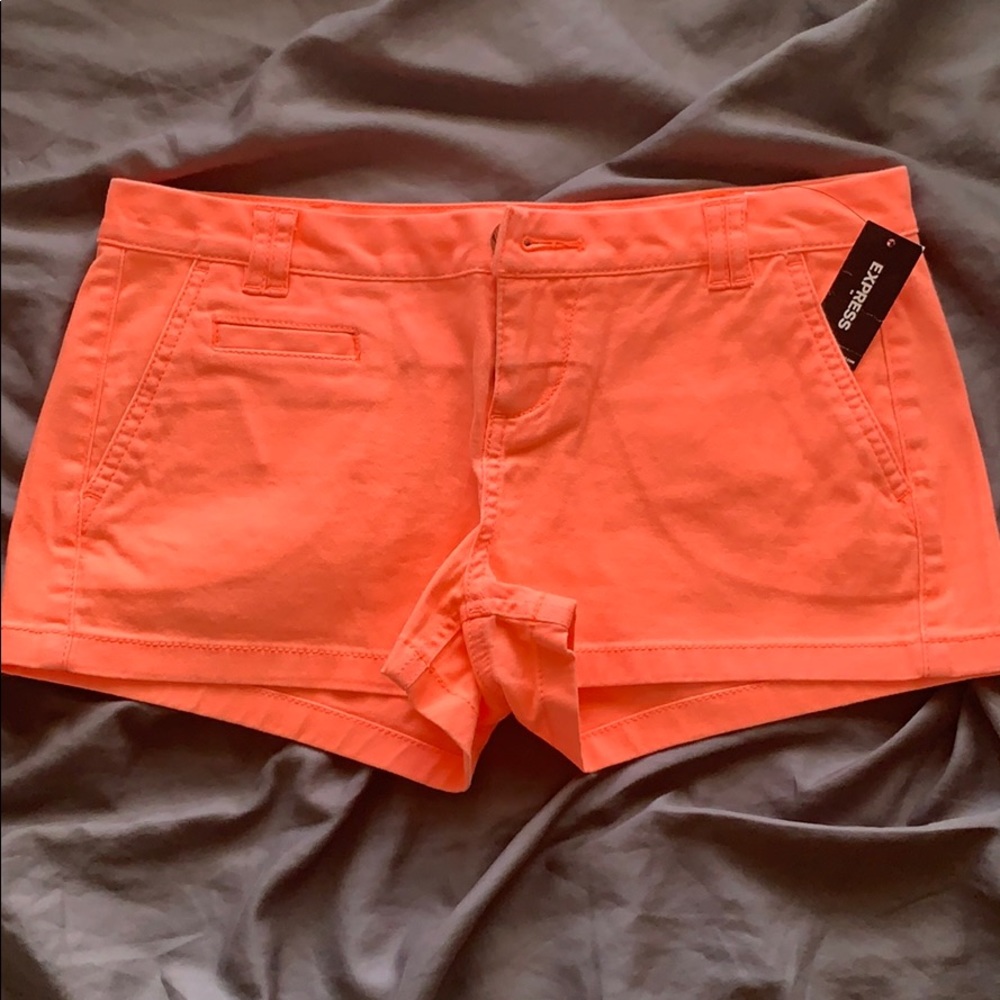 Express neon orange shorts